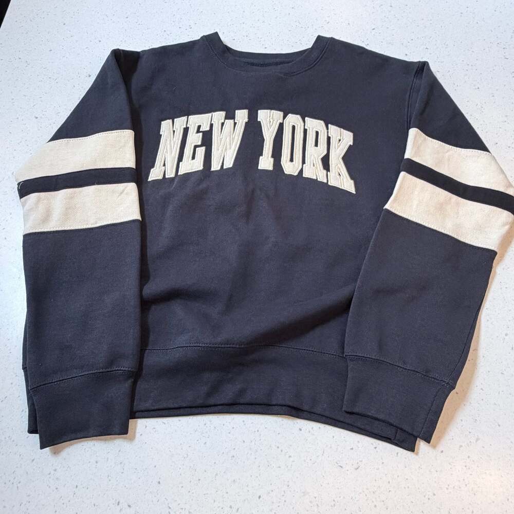 New York Popular Varsity Stripe Crewneck Sweatshirt